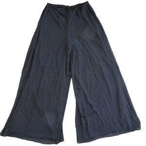 Vintage 80s MSK Black Wide Leg Pants Womens Sheer Overlay Palazzo Evening Party